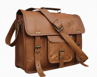 Vintage Brown Leather Laptop Messenger Bag: Men's Briefcase, gift for mens, briefcase for men