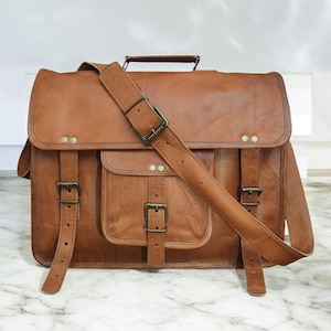 Porte-documents en cuir pour ordinateur portable pour homme, sac de bureau en cuir pour homme, sac en cuir Macbook, porte-documents en cuir personnalisé, sac messager pour homme et femme cadeau