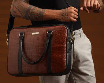 Krokoprägung Leder Aktentasche: Sitchic Messenger Bag