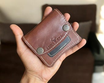 Leather Bifold Wallet with Coin Pocket: Monogram Available