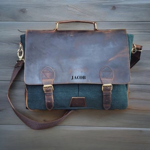 Personalized Handmade Leather Messenger Bag for Laptop Briefcase leather Satchel Distressed Bag Valentine Gift men women leather bag zdjęcie 1