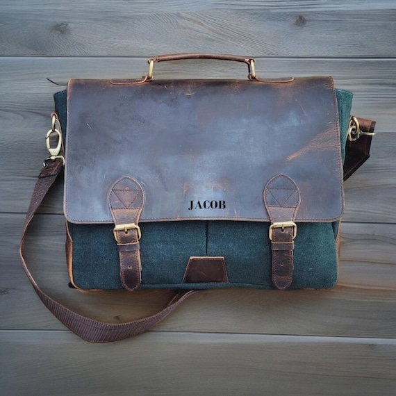 Personalized Handmade Leather Messenger Bag for L… - image 2