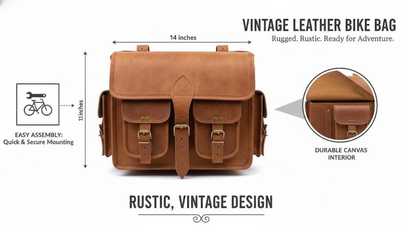 Sacoches De Selle Moto Vintage Cuir Véritable - Parry's Leather World - Pour Bullet/Harley