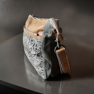 Handmade Canvas Crossbody Bag: Upcycled Vintage-Inspired Sling image 7
