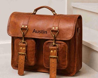 Borsa a tracolla in pelle da uomo / Borsa per laptop, Borsa a tracolla / Regalo personalizzato fatto a mano per testimone dello sposo