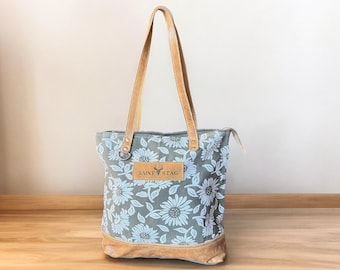 Floral Canvas Handbag |custom canvas purse | Upcycled Handmade Handbag | Gift for Her | Cute Purse for her | Unique Accessories Women
