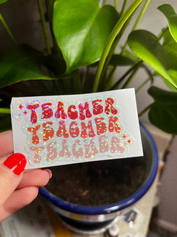 Teacher sticker, teacher aesthetic sticker, laptop sticker, school sticker, retro teacher sticker, rainbow teacher sticker groovy teacher