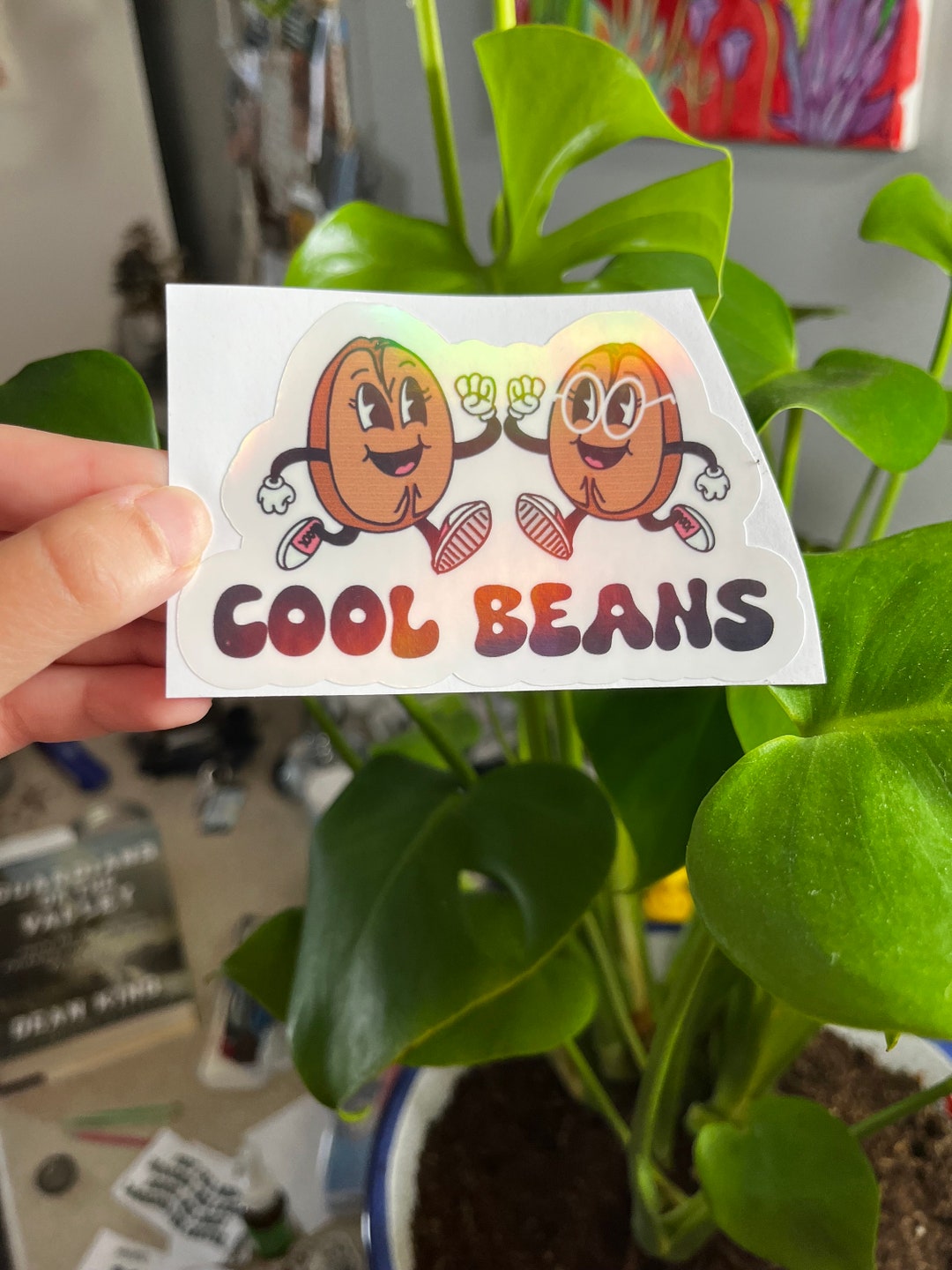 Purple Beans Sticker Retro Coffee Beans Sticker, Holographic Waterproof Vinyl - Etsy