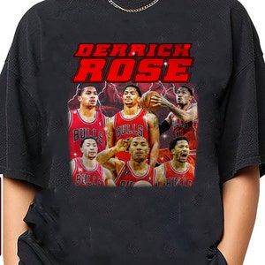 Nba Chicago Bulls Derrick Rose 1 Throwback Red Stripes Black Jersey  Inspired Polo Shirt All Over Print Shirt 3d T-shirt - Teeruto