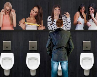 Grappige urinoir sticker – “Ladies Watching” – humor toilet decor voor café, mancave & events – waterdicht vinyl