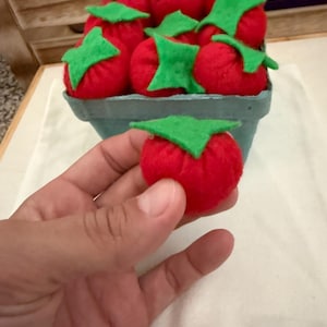 Handmade Felt Strawberry: Montessori Play Food for Toddlers