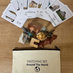 Montessori Matching Cards: World Landmarks, Realistic Figures, Educational Toy