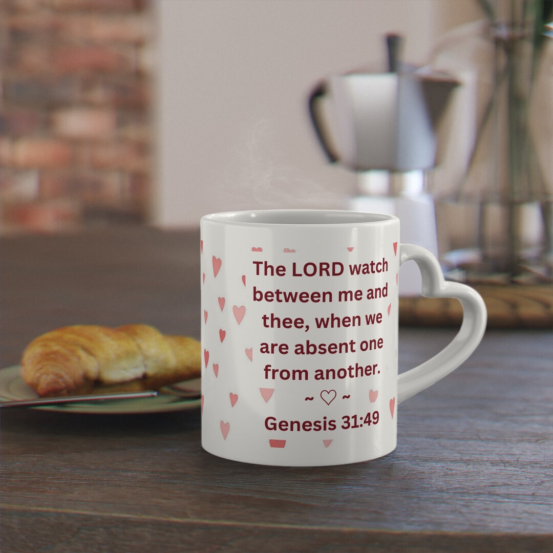 The lord watch between me and thee heart shaped mug bible verse mug etsy