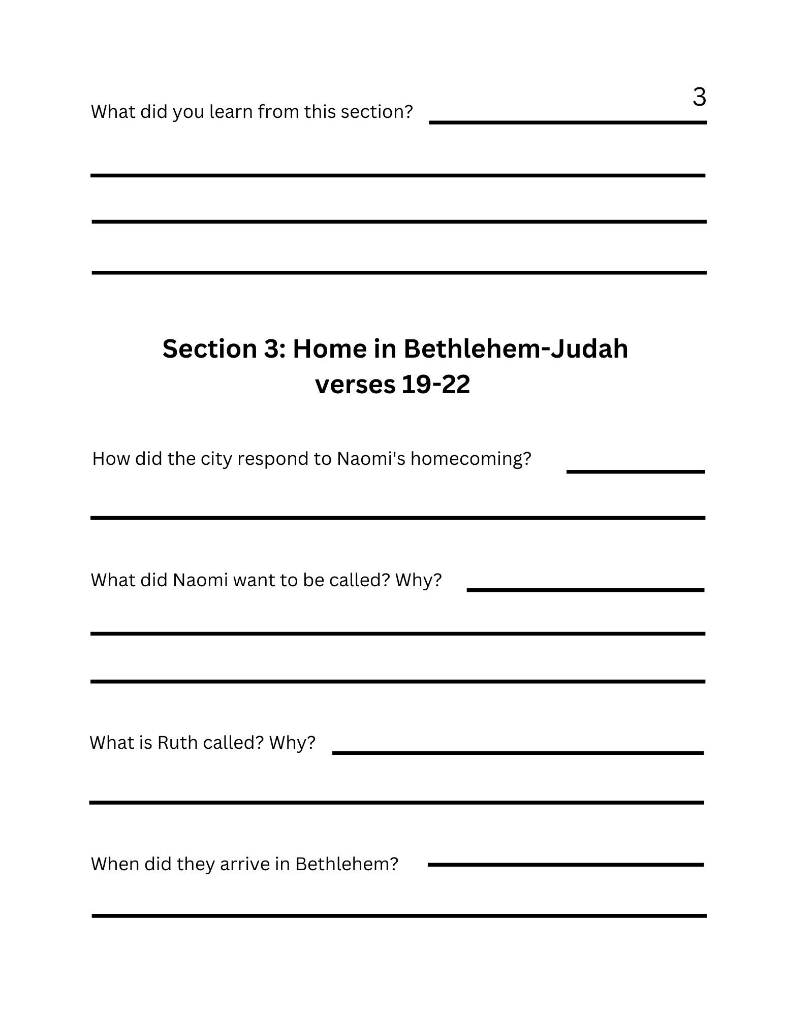 Book of Ruth Simple Bible Study Guide, Instant Digital Download, Teens ...
