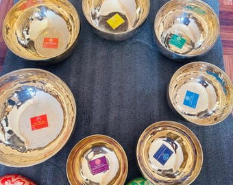 Sieben Chakra Klangschalen Set: Legiertes Metall, Meditation Klangheilung