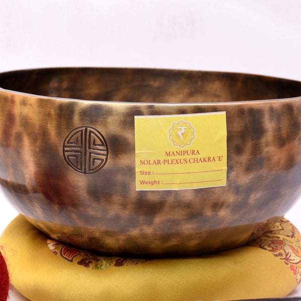 8 inch E-notitiekom | Zonnevlecht Chakra Healing Volle Maan Bowl | Glad Ontspannend Geluid Trilkom | Tibetaanse volle maan klankschaal cadeau