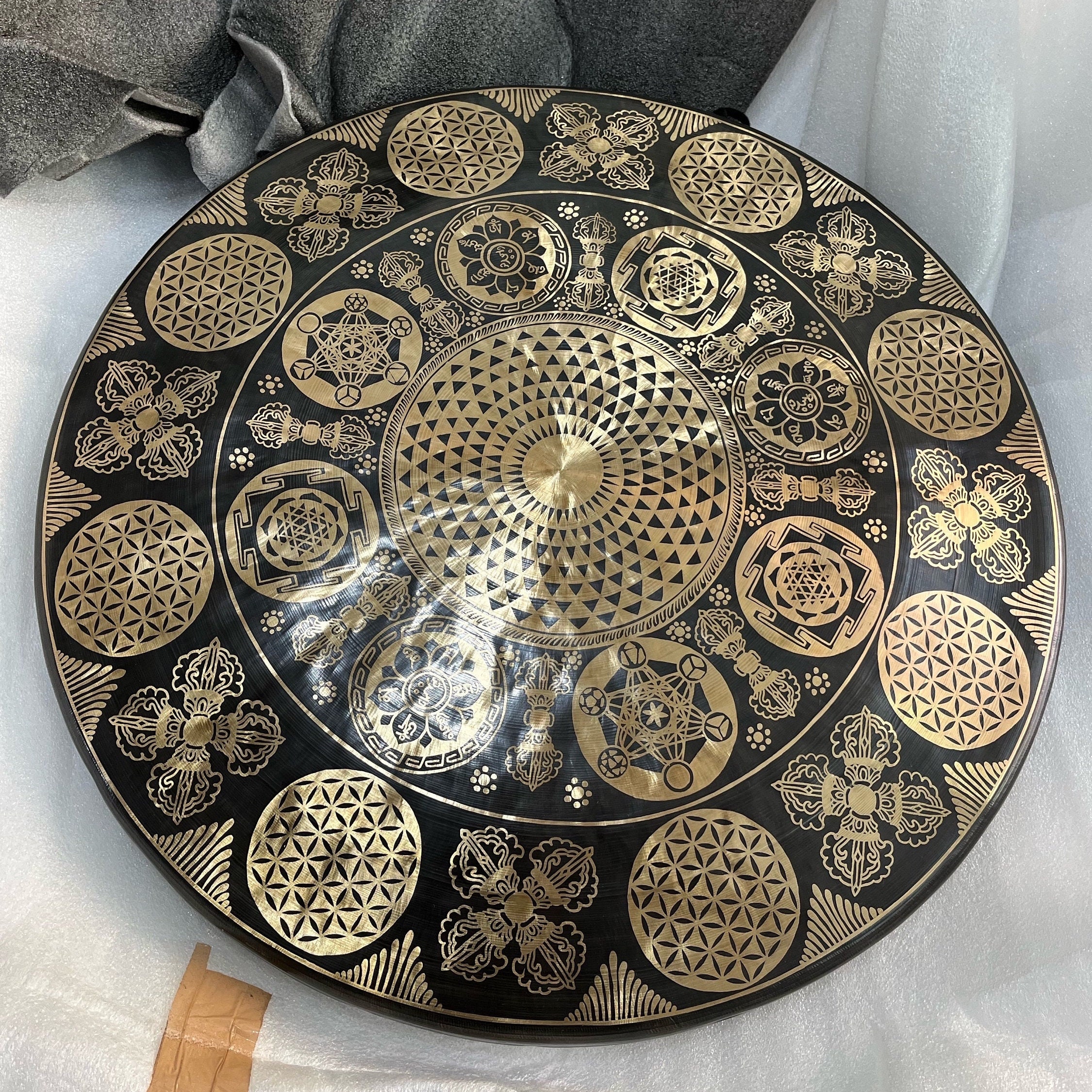 60CM Flower of Life Gong: Handmade Tibetan Sound Therapy Gong