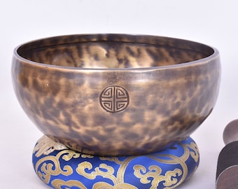 9 inches Diameter Handmade Full Moon Singing Bowl | Deep Sound Vibration Bowl | Yoga and Meditation Bowl | Reiki Zen Chakras Healing Bowl