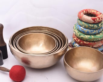 Handmade Tibetan Singing Bowl Set of 7: Chakra Healing, Meditation, Yoga