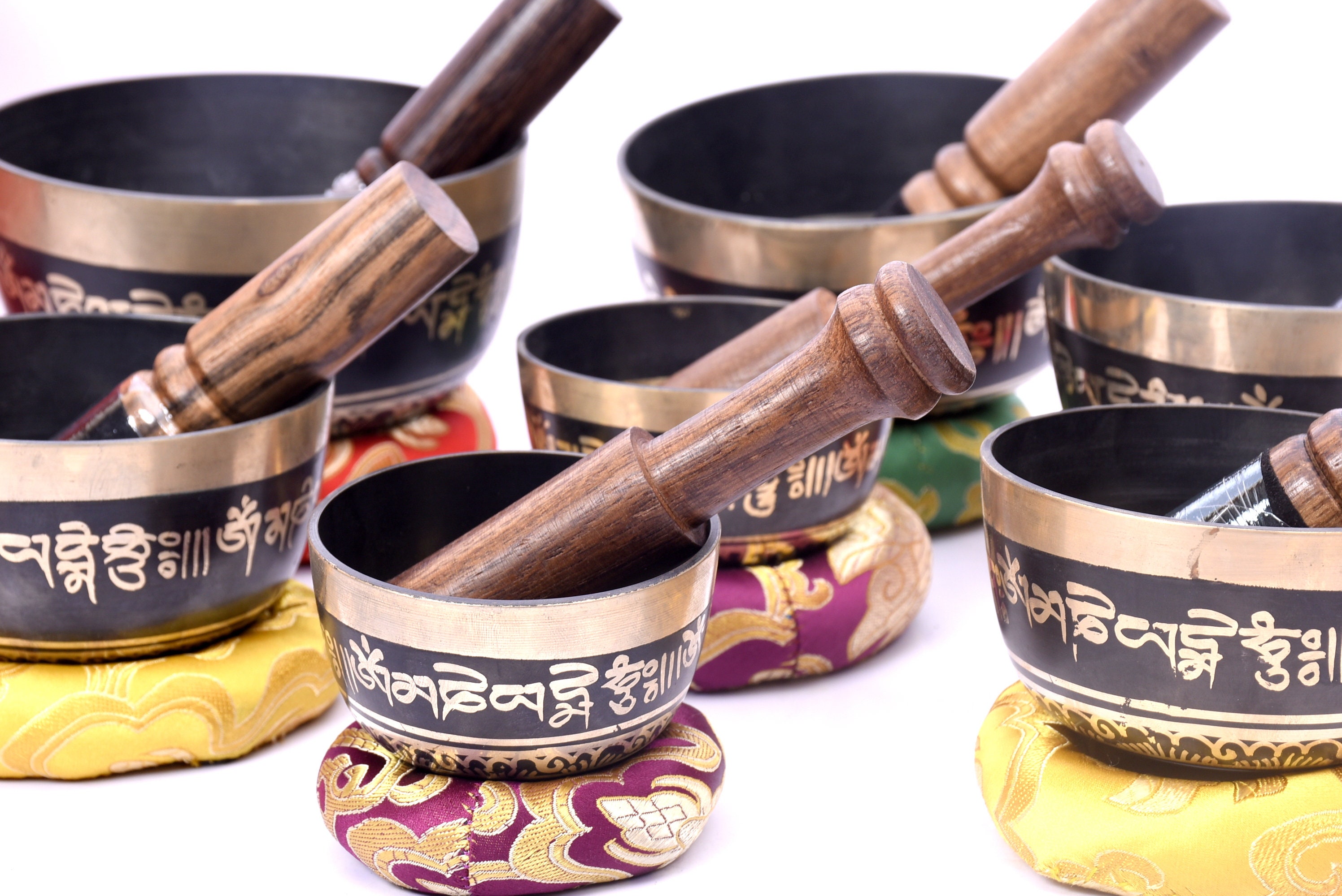 Tibetan Singing Bowl Set of 7 | Mantra Etched Singing Bowl Set of 7 ...