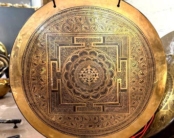 22&quot; Mandala Gong: Handmade Tibetan Feng Gong for Sound Healing
