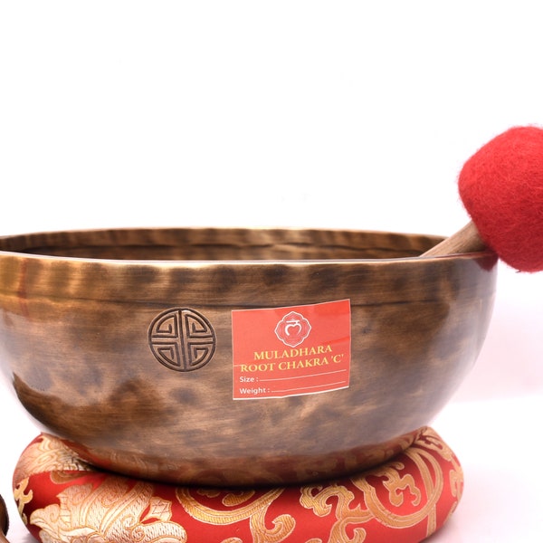 10 inch C note Full Moon Bowl | Root Chakra Healing Full Moon Bowl | Tibetan Singing Bowl | Singing Bowl with Cushion Mallet | Tibetan Bowl