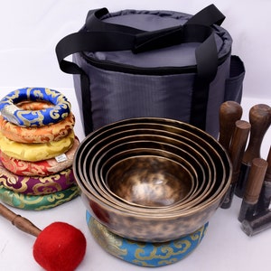 Professionally Tuned Tibetan Singing Bowl Set of 7 | Seven Chakras Healing Bowl Set | Yoga Meditation Sound Therapy Bowl Set | Handmade Bowl
