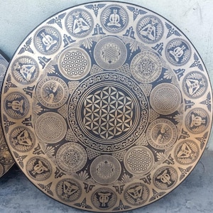 Large Tibetan Gong: Handmade Sound Therapy Gong with Special Carving