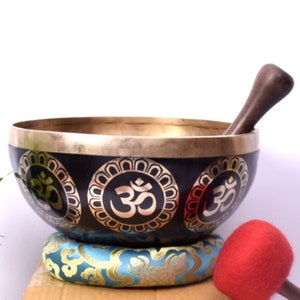 11 Inch Diameter Om Carved Singing Bowl | Deep Relaxation Sound Bowl | Tibetan Handmade Singing Bowl | Sound Therapy Bowl | Himalayan Bowl