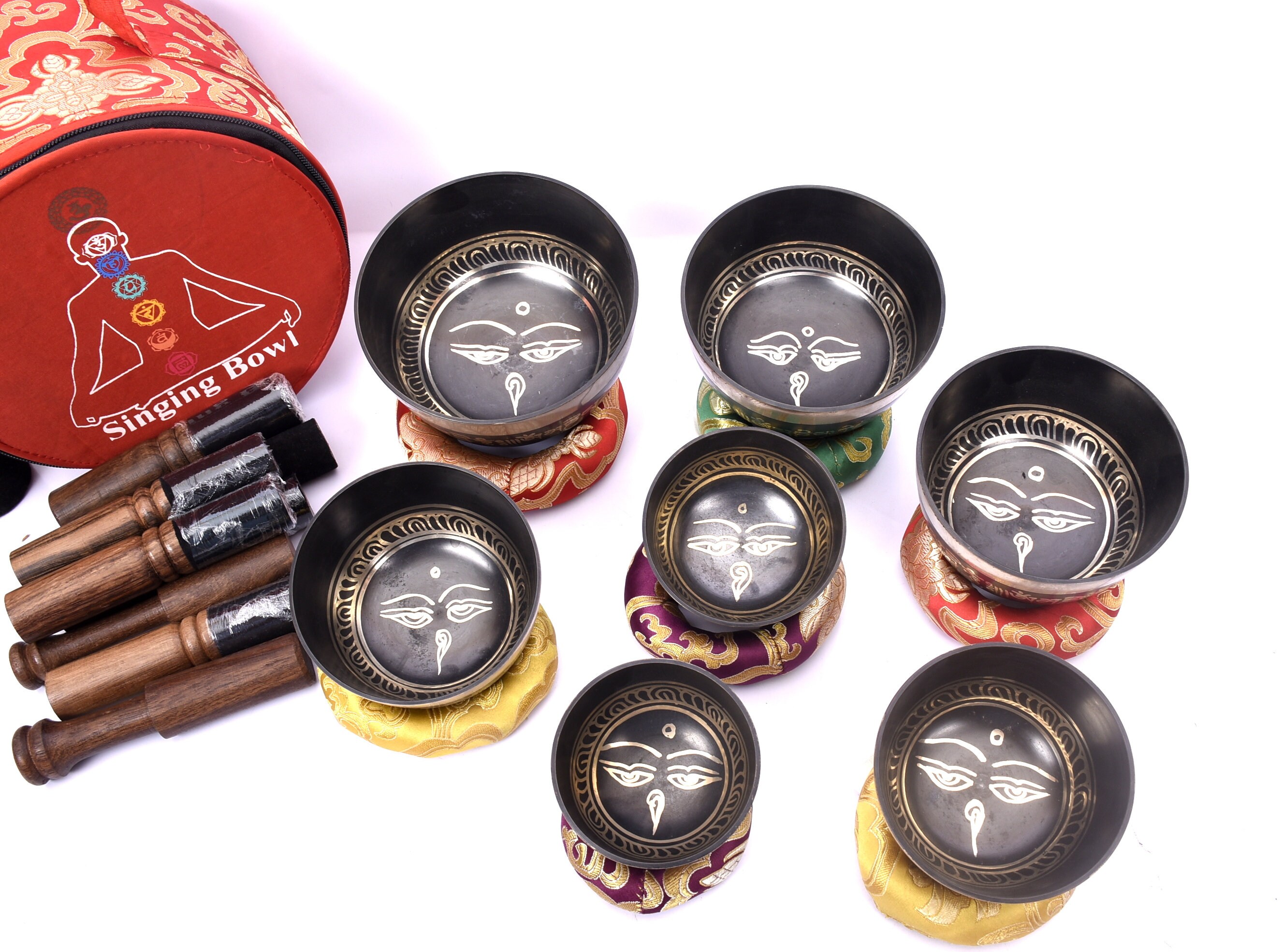 Tibetan Singing Bowl Set of 7 | Mantra Etched Singing Bowl Set of 7 ...