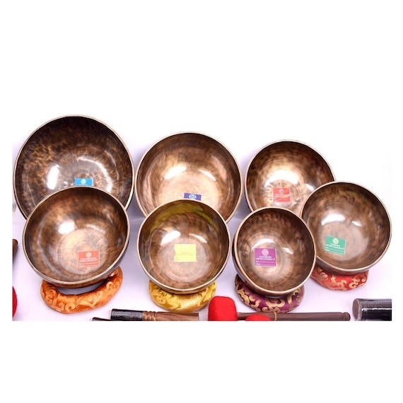 8～13インチ ハンドメイド フルムーン シンギングボウル 7個セット