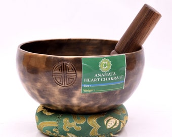 6" F Note Tune Bowl / Heart Chakra Healing Full Moon Singing Bowl / Hecho a mano Full Moon Singing Bowl / Tibetan Full Moon Singing Bowl Regalo