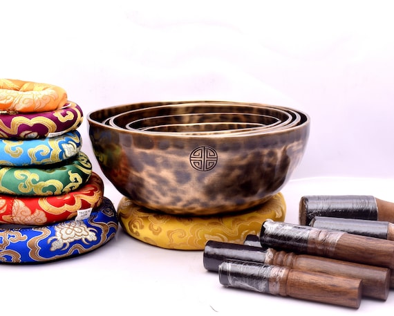Healing Lama 3.5" Hand Hammered Tibetan Singing Bowl Set – Meditation Grade, With Mallet & Cushion