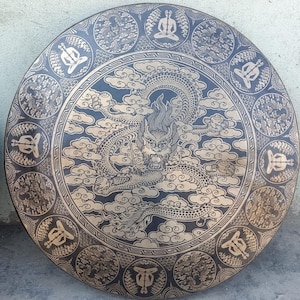 Large Dragon Carving Gong: Handmade Sound Healing Therapy Gong