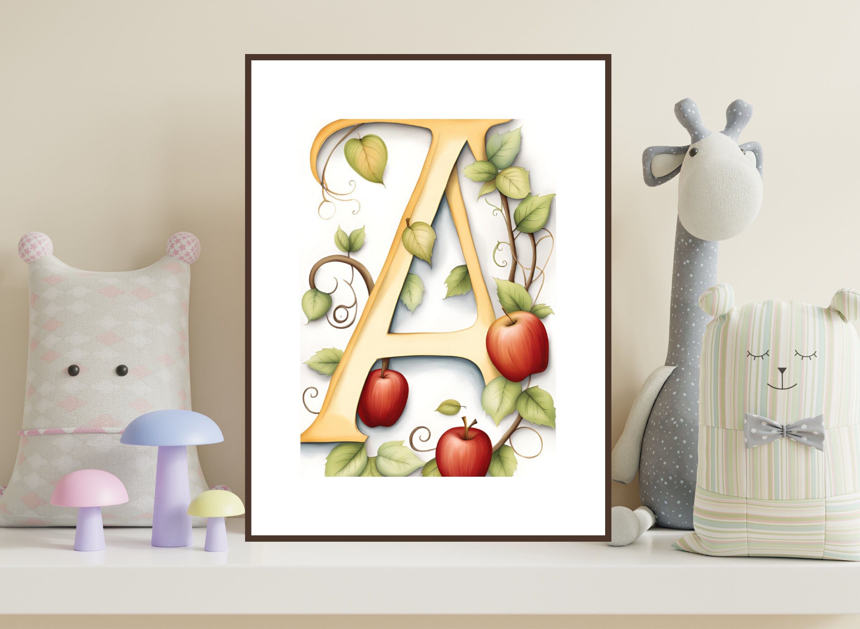 Woodland ABC Nursery Wall Art, Printable Wall Art, Digital Wall Print