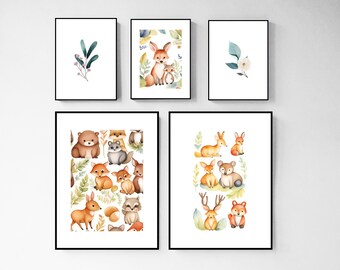 Woodland Baby Animal Nursery Art | Nursery Decor | Botanical Nursery Art | Kids Art Prints | Home Decor | Printable Kids Wall Art | DIY Art