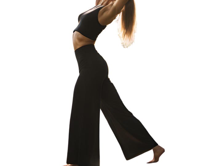 Cotton High Waist Wide Leg Yoga Pants - Custom Length