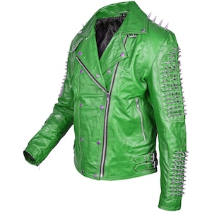 Veste moto cloutée rock punk pour hommes faite à la main, veste motard en cuir cloutée argent Brando, veste motard en cuir véritable, veste punk cloutée, veste motard cloutée pour homme