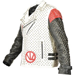 Men&#39;s Studded Jacket - Handmade Studded Spikes Jacket Punk Style Moto Jacket Cowhide Leather - Biker Studded Jacket