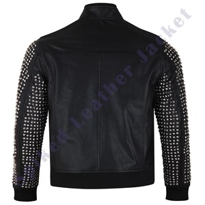 Biker Studded Jacket | New Men's Black Full Silver Studded Brando Cowhide Motorbike Leather | Black Studded Leather Jacket