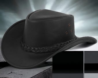 Genuine Leather Cowboy Hat: Unisex Western Outback Style