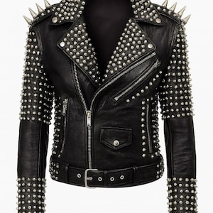 Veste En Cuir Punk Femme – Tartan Clan, Clous Argentés – Taille XS – Fait Main