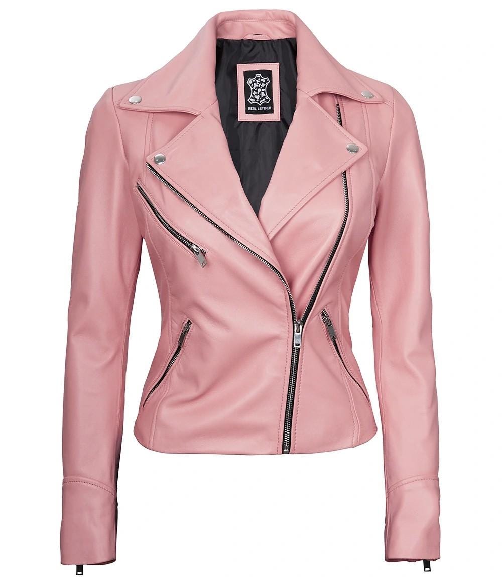 Pink Leather Jacket - Etsy