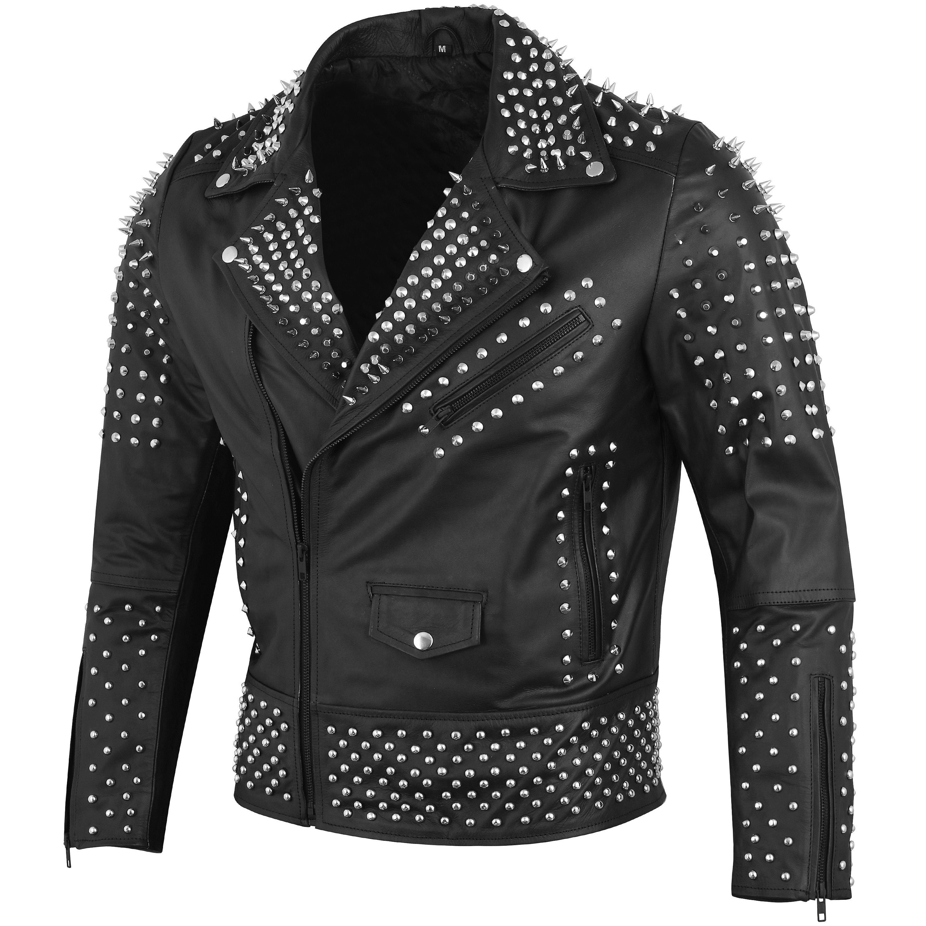 Men's Studded Jacket Spikes Jacket Punk Studded Jacket Rock Style Cowhide Biker Leather Studded Jacket Steampunk Silver Studded Moto Jacket - Etsy Men's Studded Jacket Spikes Jacket Punk Studded Jacket Rock Style Cowhide Biker Leather Studded Jacket Steampunk Silver Studded Moto Jacket - Etsy