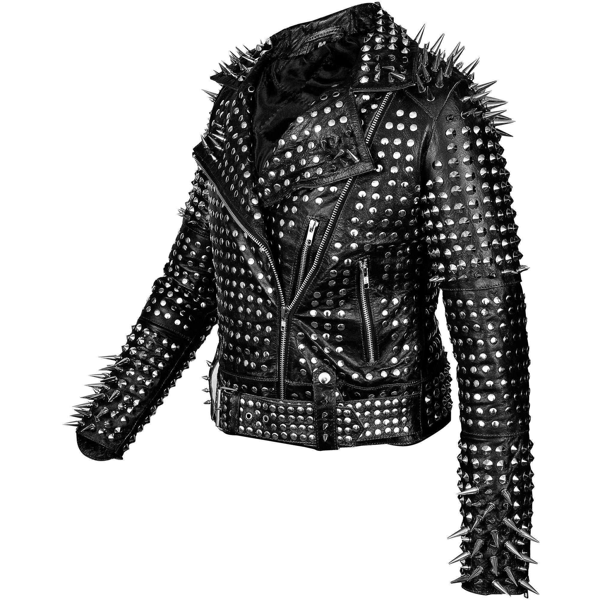 Handmade Women Black Fashion Studded Punk Style Leather Jacket 10 jackets main image 1