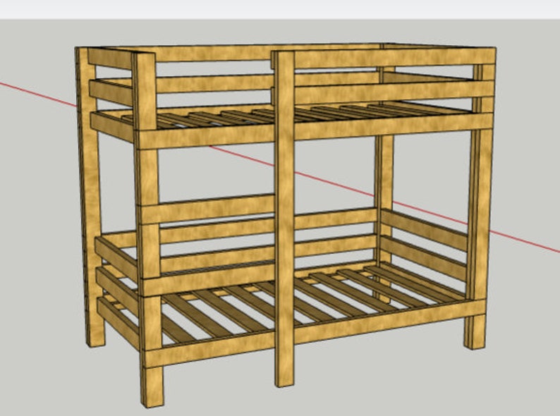K&ouml;nnte beinhalten: Ein Holz-Hochbett mit einer Leiter an der Seite. Das Bett ist aus Naturholz gefertigt und hat ein schlichtes Design.
