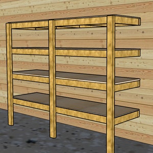 garage shelves plan, simple garage storage plan, easy shelves plan, woodworking plans, attached to wall, storage DIY guide PDF download