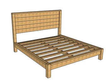 Gör-det-själv-ritningar för sängram med king size-säng, träbearbetningsritning (PDF-nedladdning)