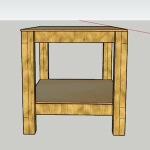 May include: A light brown wooden side table with a lower shelf. The table has a rectangular top and four sturdy legs. The design is simple and the wood grain is visible. The table is approximately 24 inches tall.