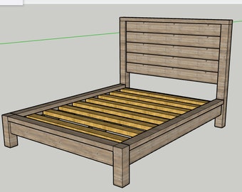Plans de cadre de lit de ferme moderne, plans de bricolage de cadre de lit queen, téléchargement pdf